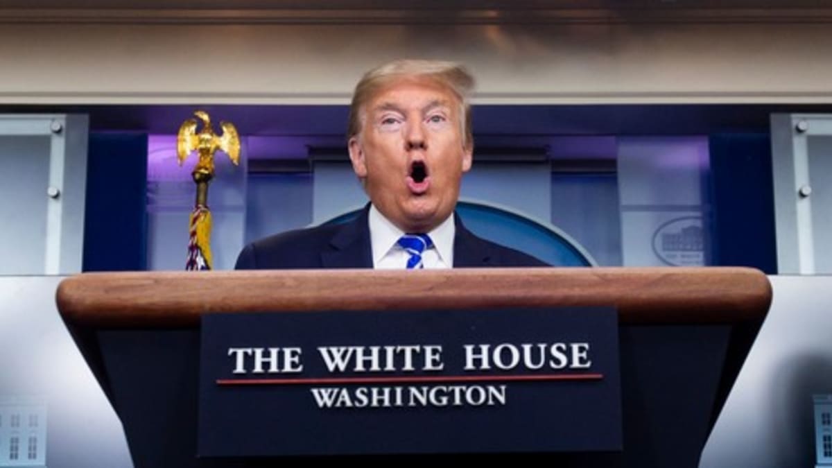 Americký prezident Donald Trump na tiskové konferenci ve Washingtonu, kde mluvil i o svérázné „léčbě“ koronaviru.