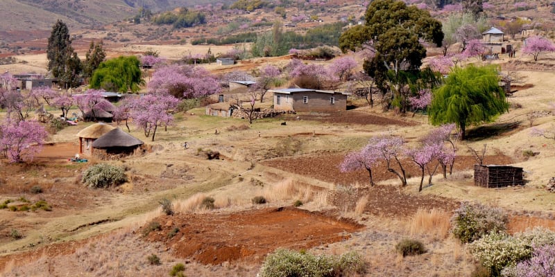 Vesnice v malém africkém státě Lesotho.