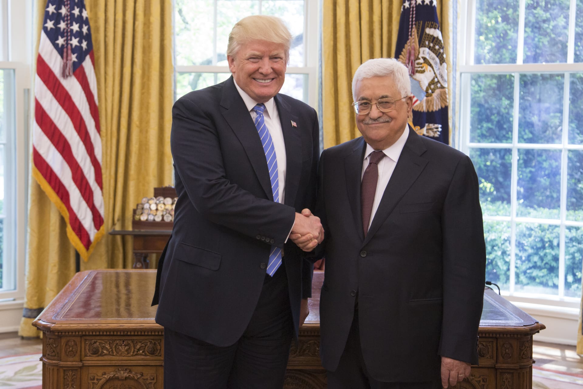 Americký prezident Donald Trump a předseda palestinské samosprávy Mahmúd Abbás