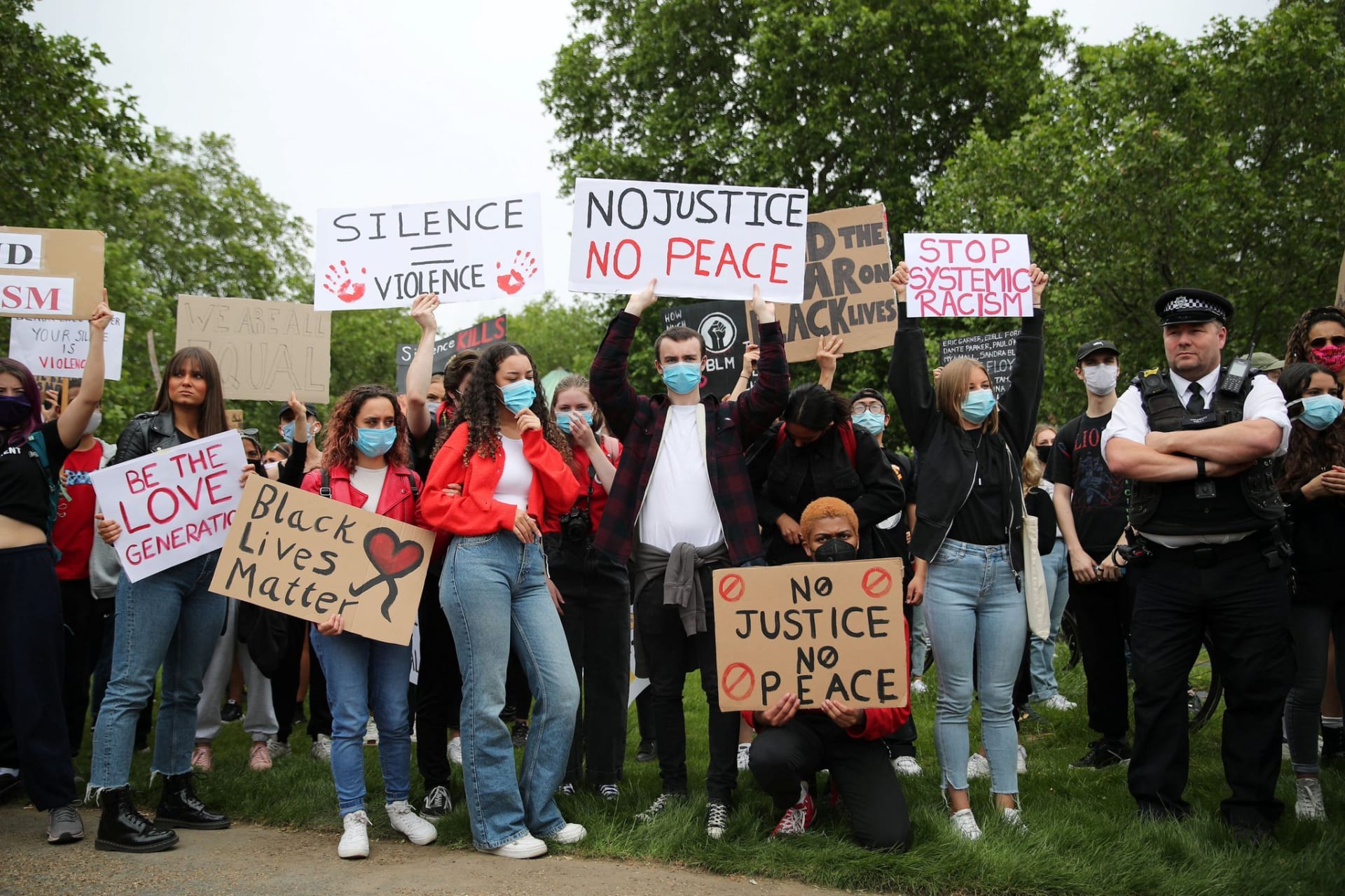 Protest v Londýně. 