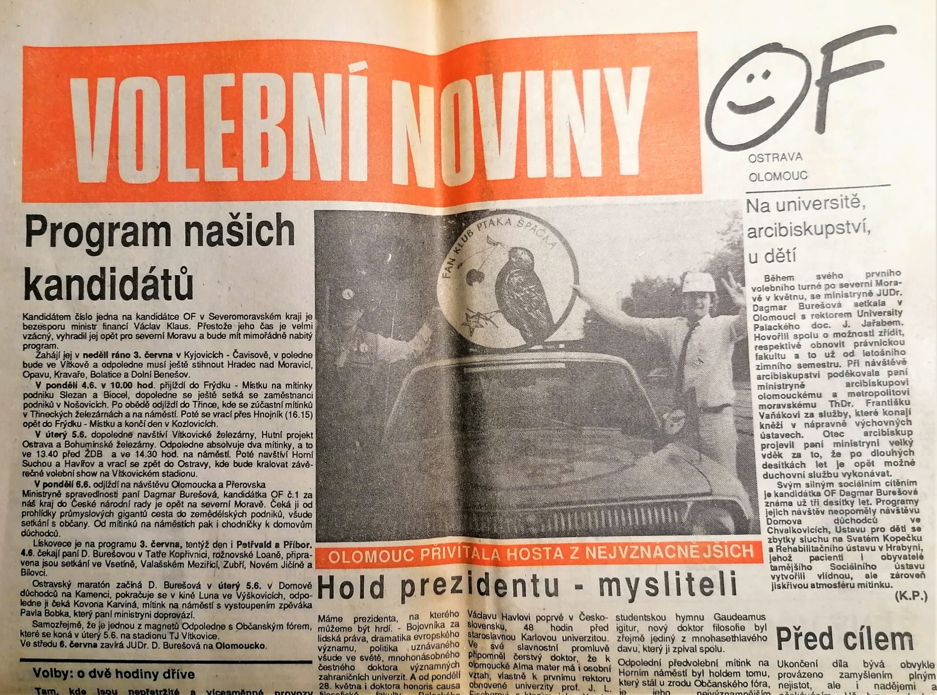 Volební noviny Občanského fóra z roku 1990