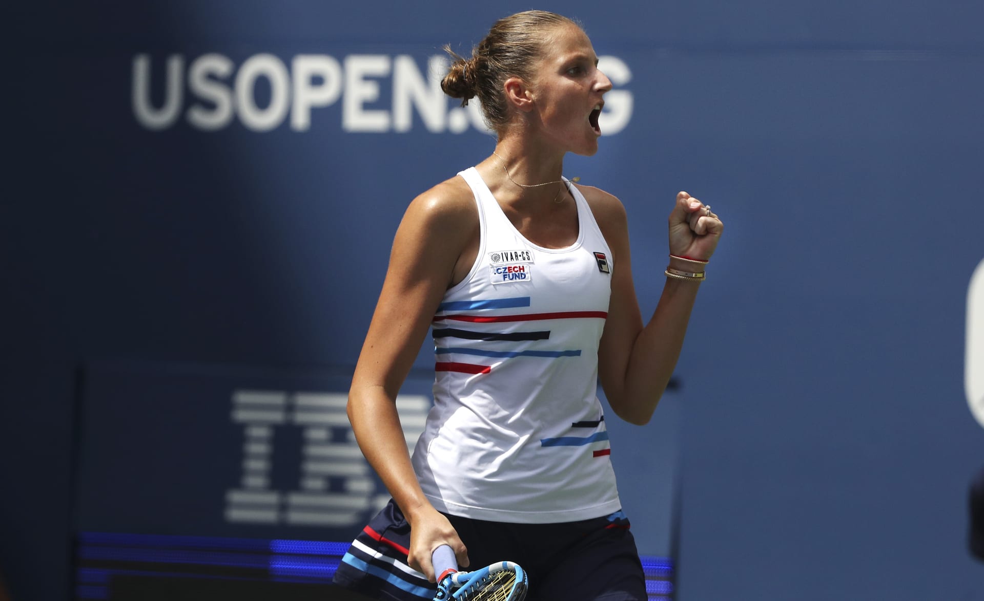 Česká tenistka Karolína Plíšková se raduje při loňském US Open v New Yorku.