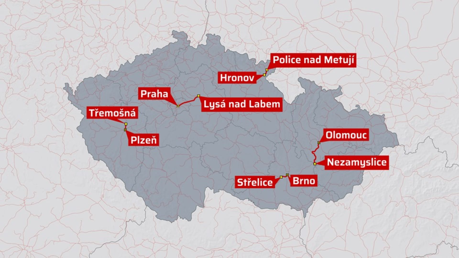 Letní výluky v Česku (Mapa)