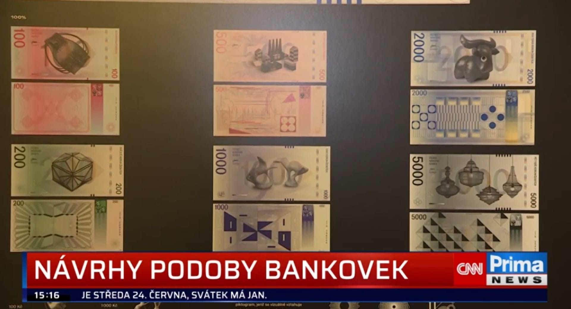 Nová podoba českých bankovek, kterou představili pražští studenti