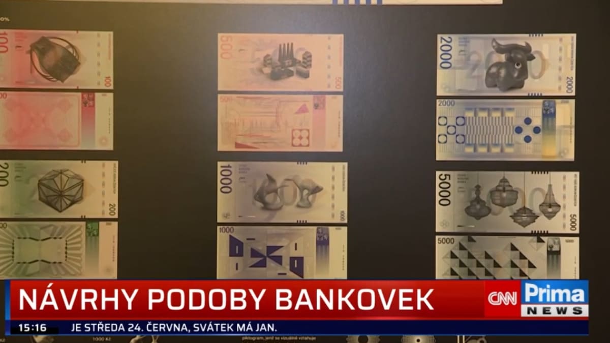 Nová podoba českých bankovek, kterou představili pražští studenti