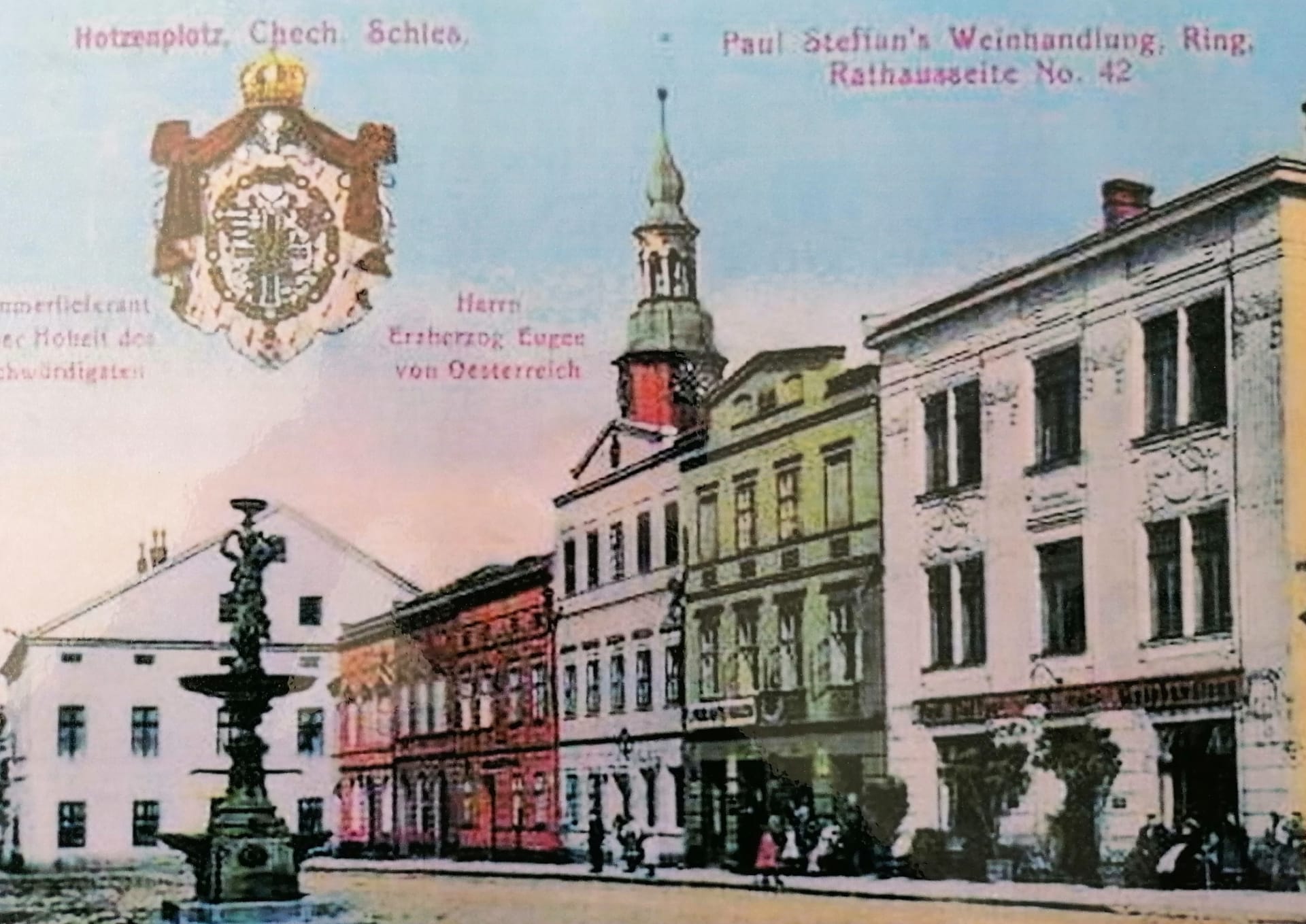Město Osoblaha (německy Hotzenplotz) na pohlednici z počátku 20. století.
