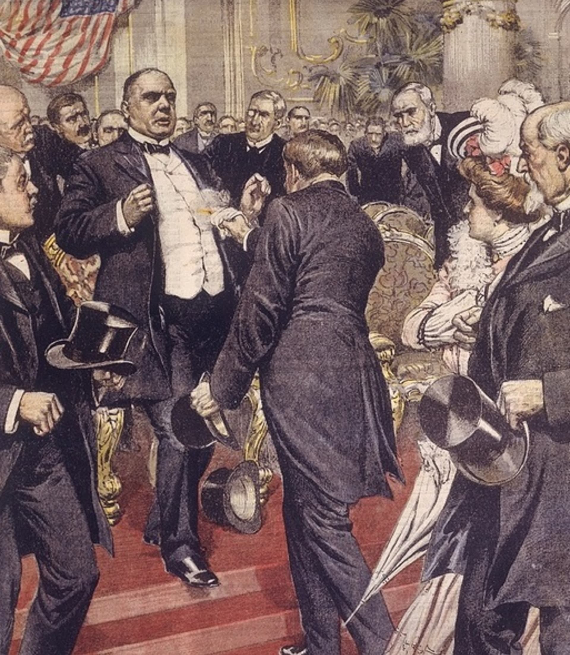 Zobrazení atentátu na prezidenta Williama McKinleyho.