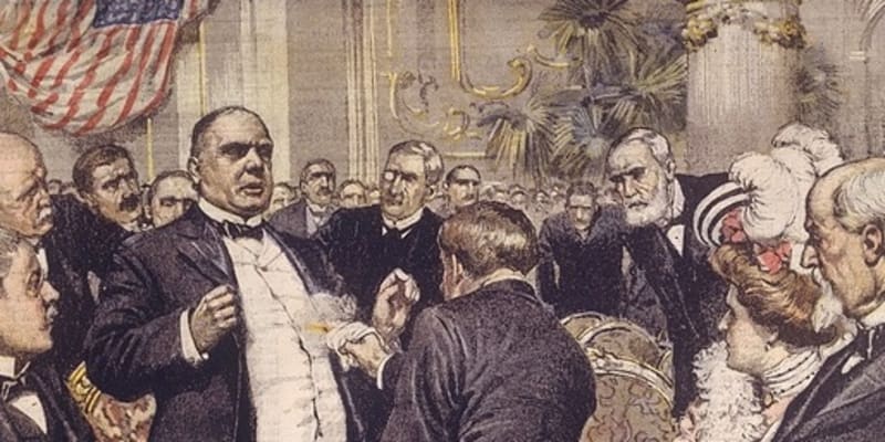 Zobrazení atentátu na prezidenta Williama McKinleyho.