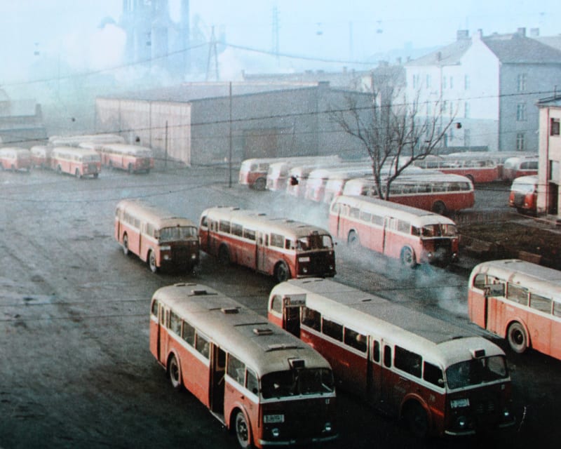 Autobusové nádraží v Ostravě v roce 1960
