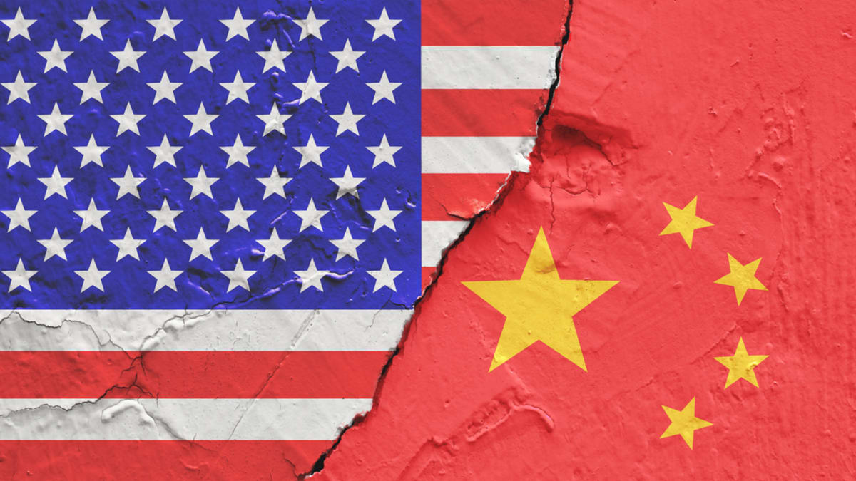 Americká a čínská vlajka (Ilustrační snímek)