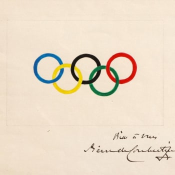 Originální kresba olympijských kruhů z roku 1913
