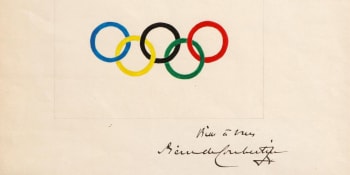 Coubertinův návrh olympijské vlajky z roku 1913 byl prodán v aukci