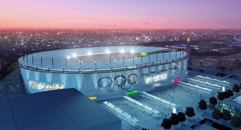 Vizualizace olympijského stadionu v Praze