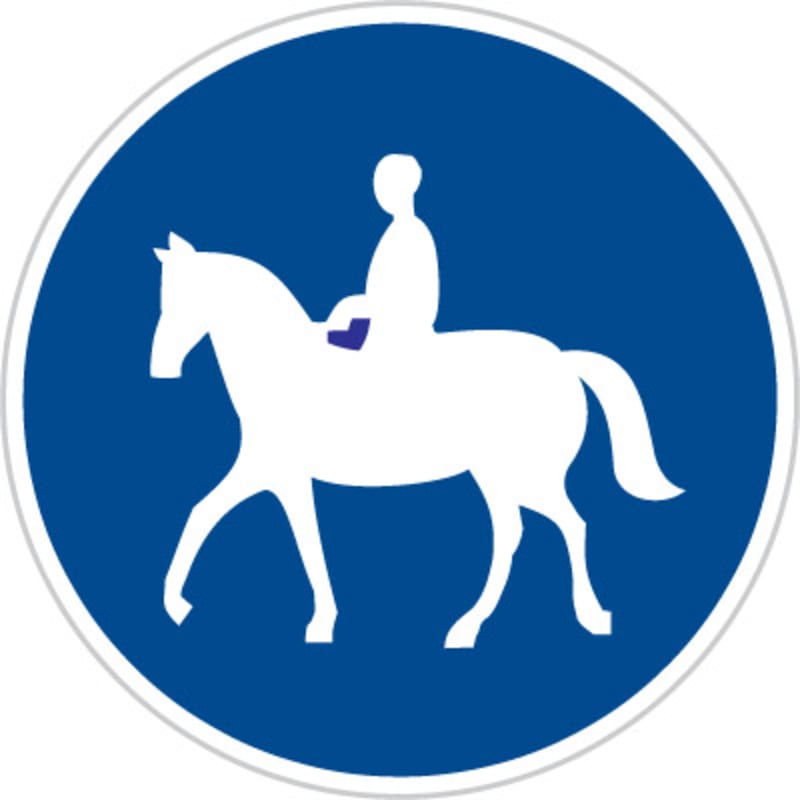 Příkazová značka Stezka pro jezdce na zvířeti přikazuje jezdcům na koni nebo osobě vedoucí takové zvíře využít danou stezku nebo pruh. 