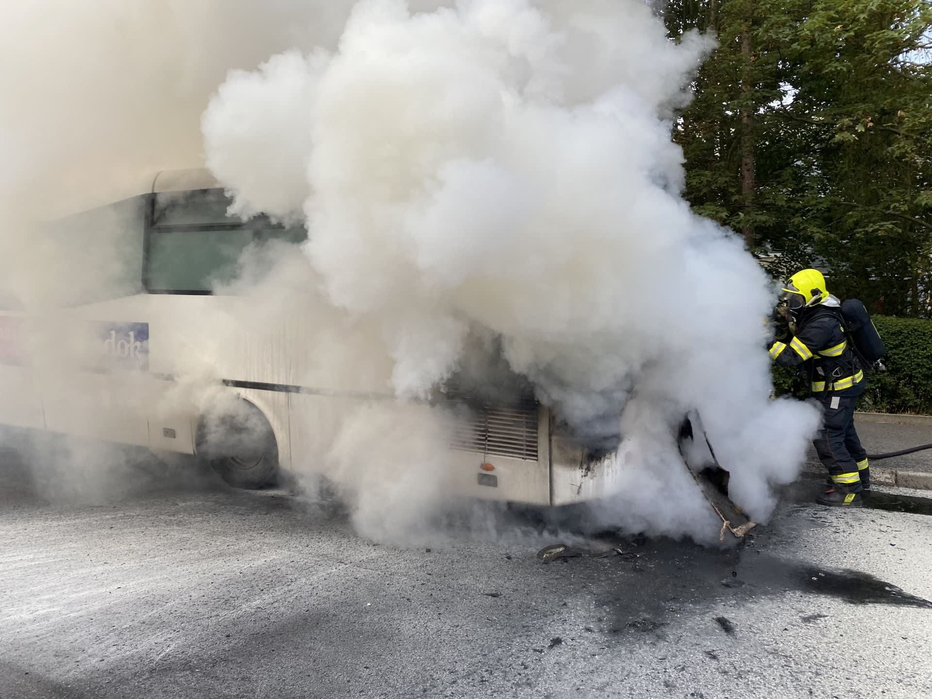 Hořel autobus MHD v Teplicích. 