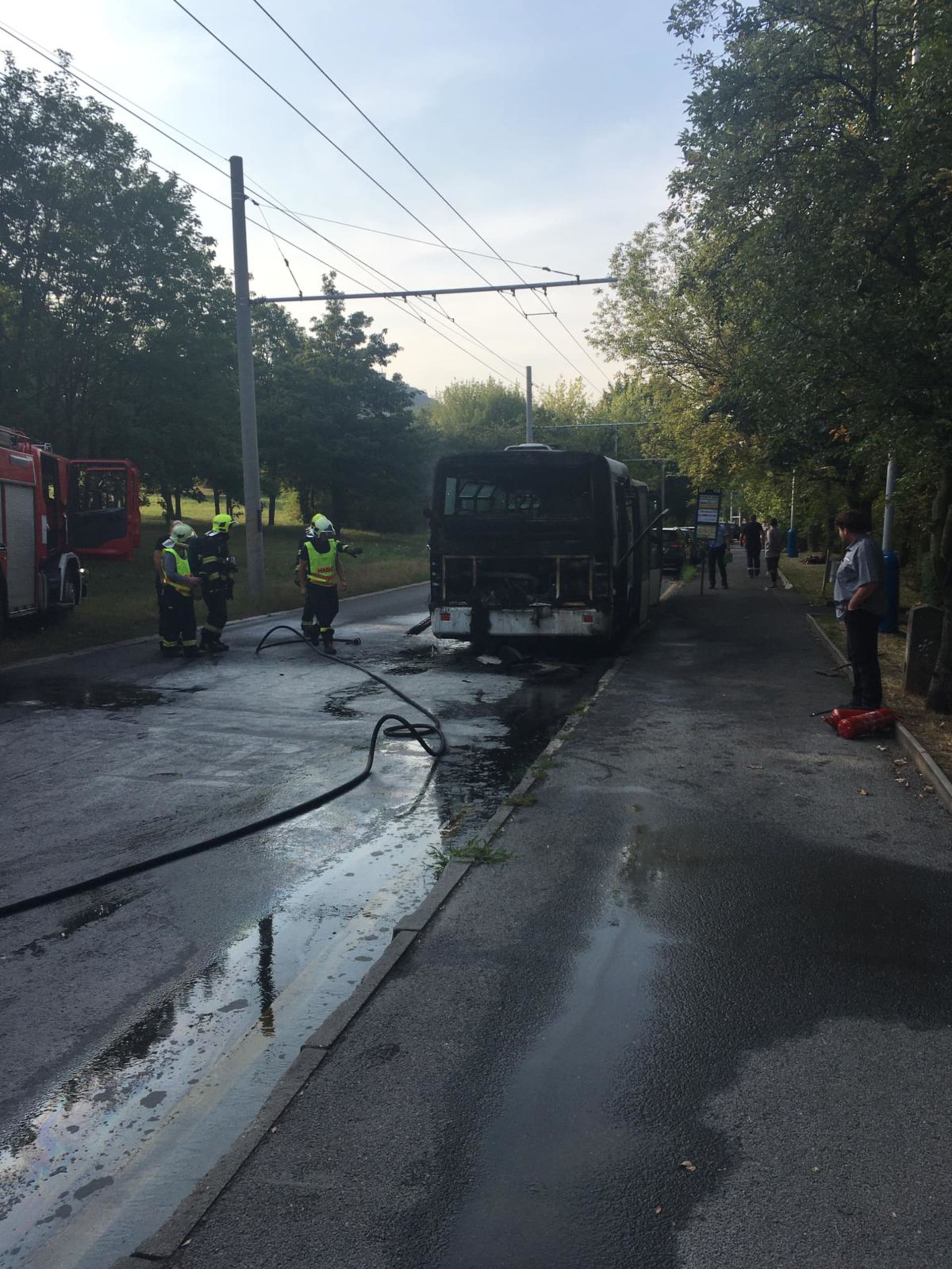 Hořel autobus MHD v Teplicích. 