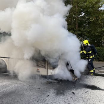 Hořel autobus MHD v Teplicích