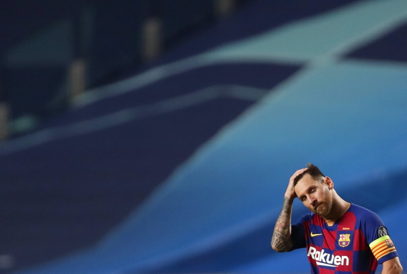 Lionel Messi během blamáže s Bayernem Mnichov