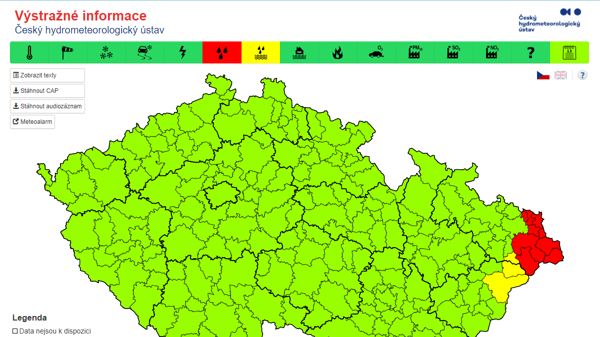 Extrémní srážky trápí Moravskoslezský kraj, platí povodňová pohotovost, nově i na Zlínsku. 