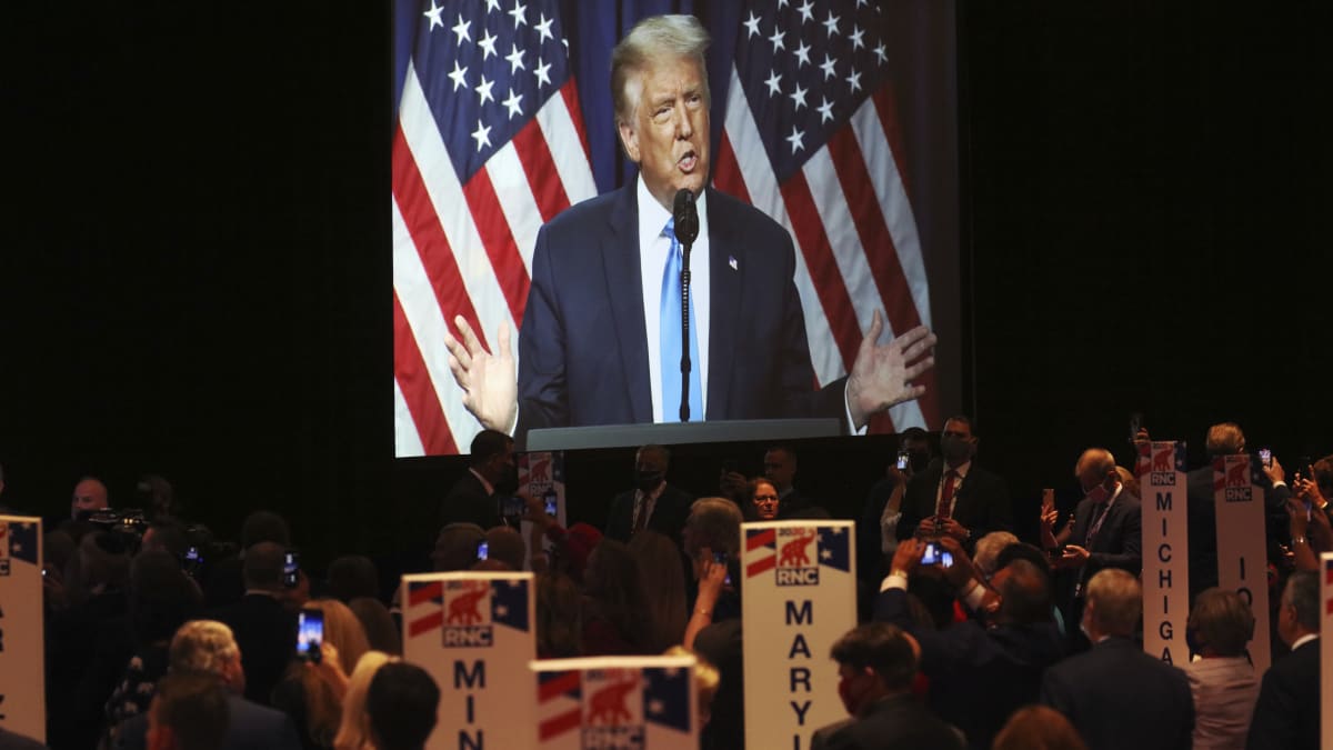 Donald Trump hovoří na nominačním sjezdu Republikánské strany