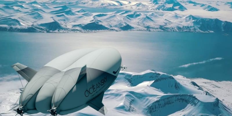 Společnost OceanSky Cruises plánuje, že se vzducholodí lidé brzy dopraví na severní pól.