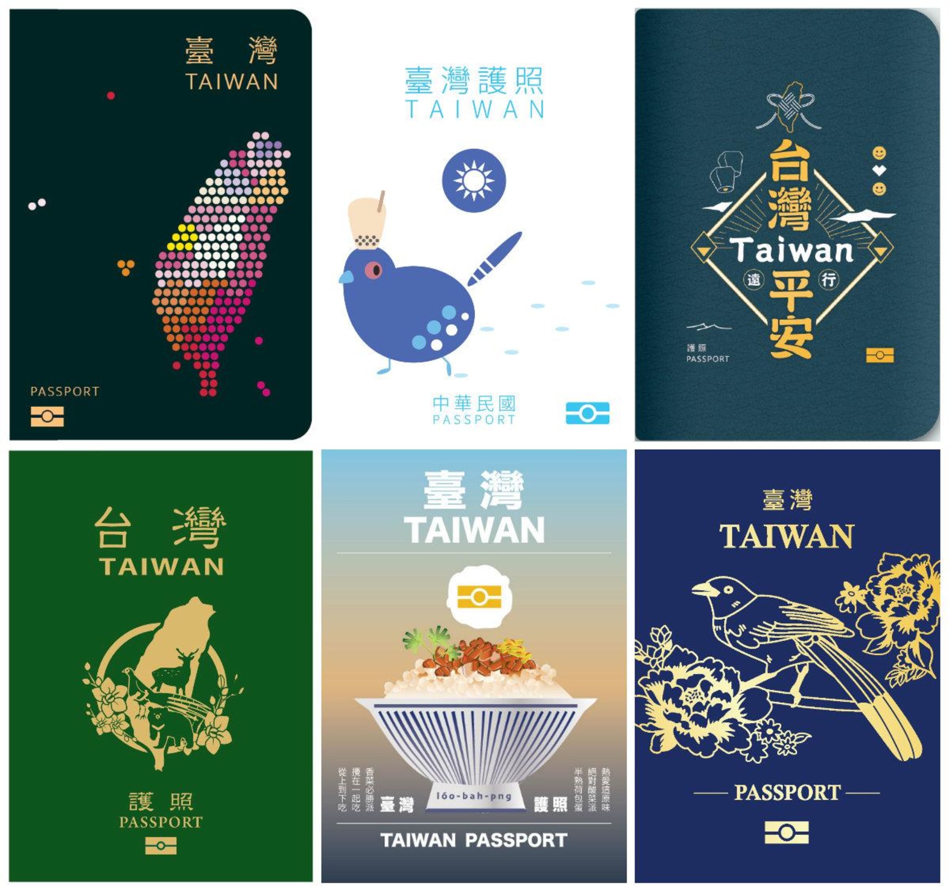 Návrhy nových pasů na Tchaj-wanu byly různé.