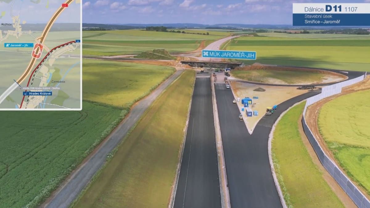 Rozestavěná dálnice D11 směrem na Polsko