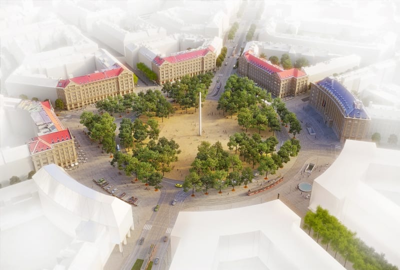 Plánovaná podoba Vítězného náměstí v Dejvicích