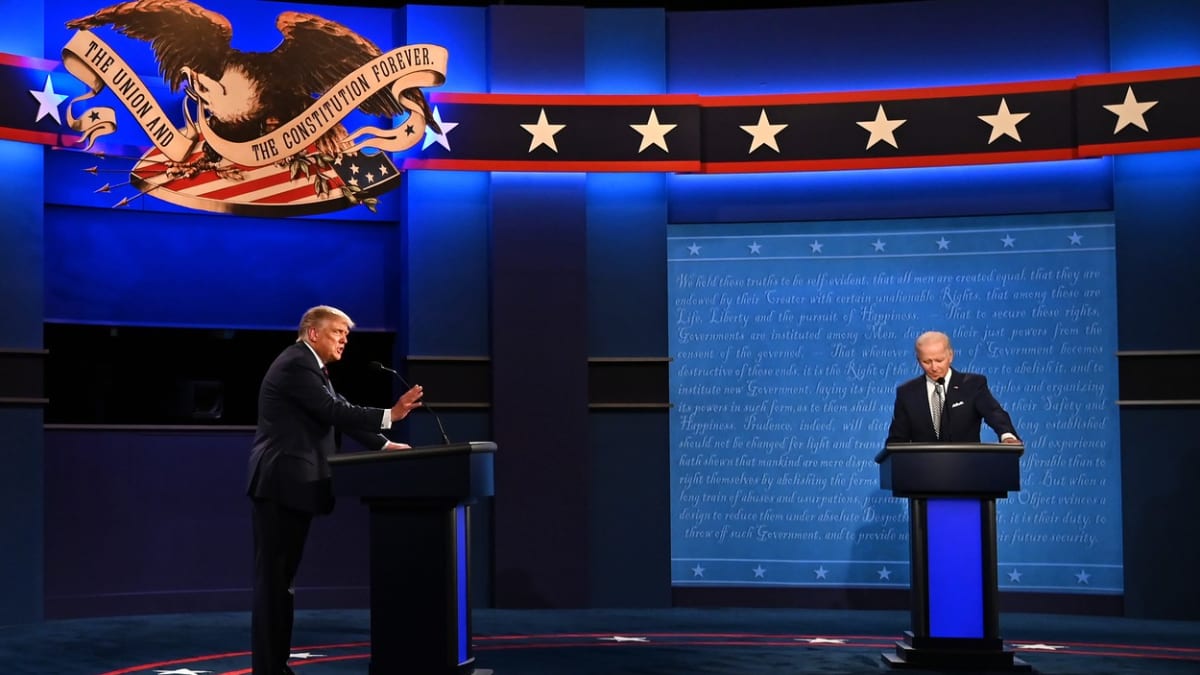 Volební debata Donalda Trumpa a Joe Bidena.