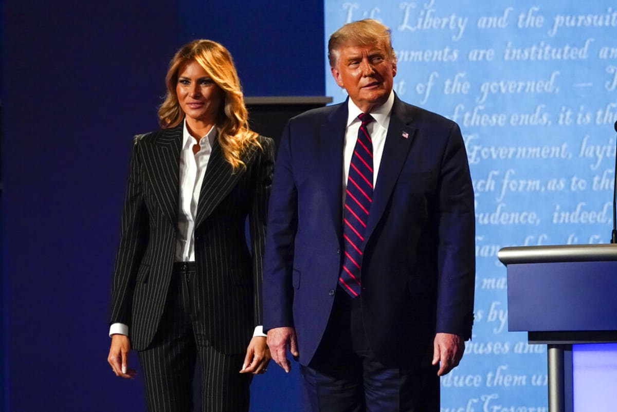 Donald Trump a Melania Trump při první prezidentské debatě v roce 2020.