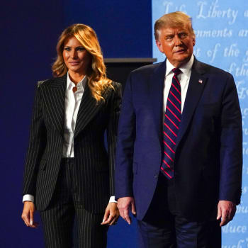 Donald Trump a Melania Trumpová při první prezidentské debatě v roce 2020