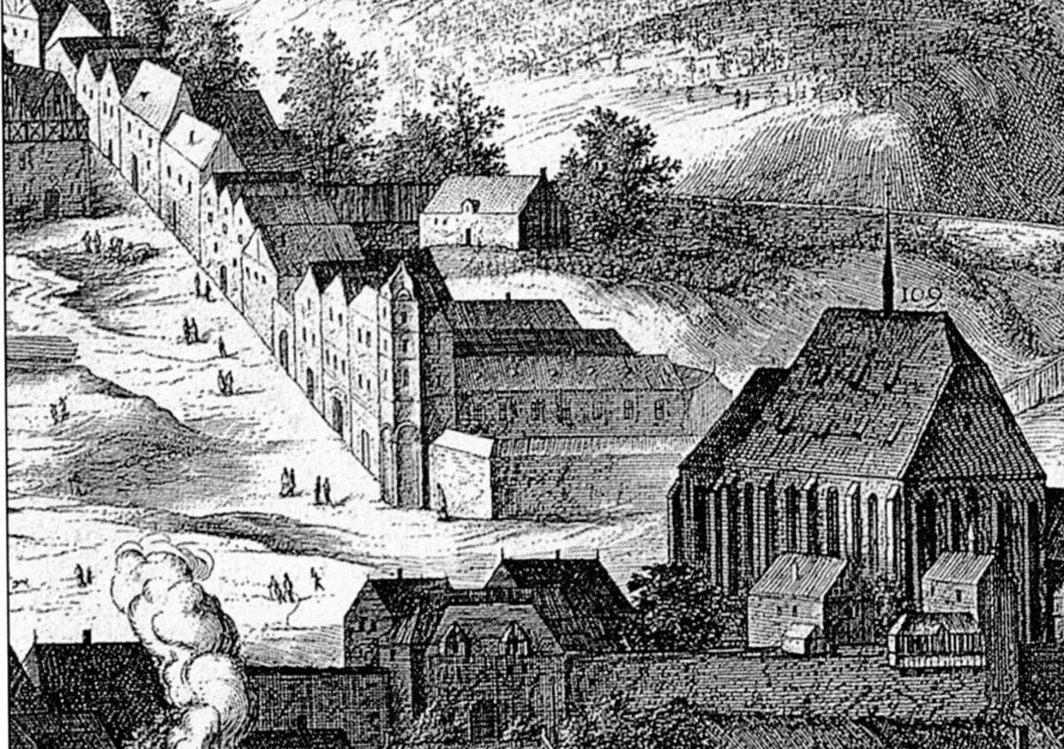 Pohled na Mladotovský palác (známější jako Faustův dům) z roku 1606.