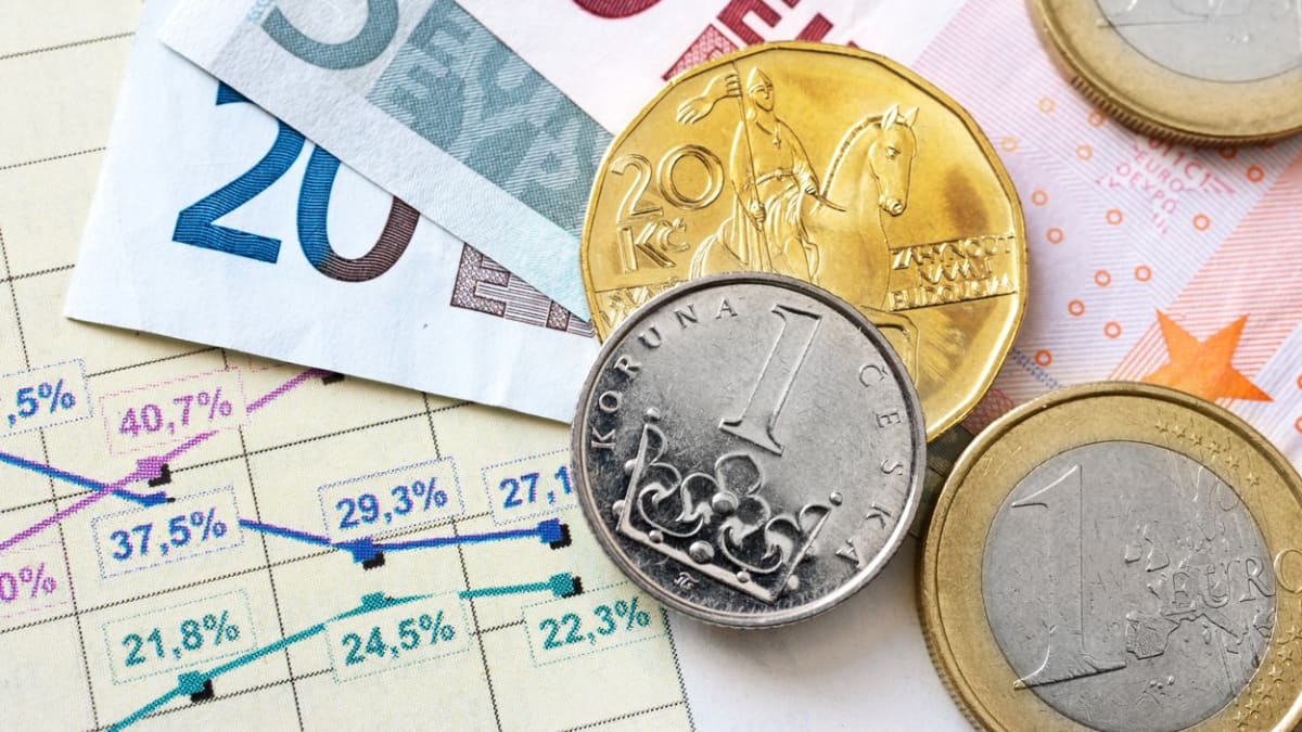 Česká koruna prudce oslabuje vůči euru i dolaru.