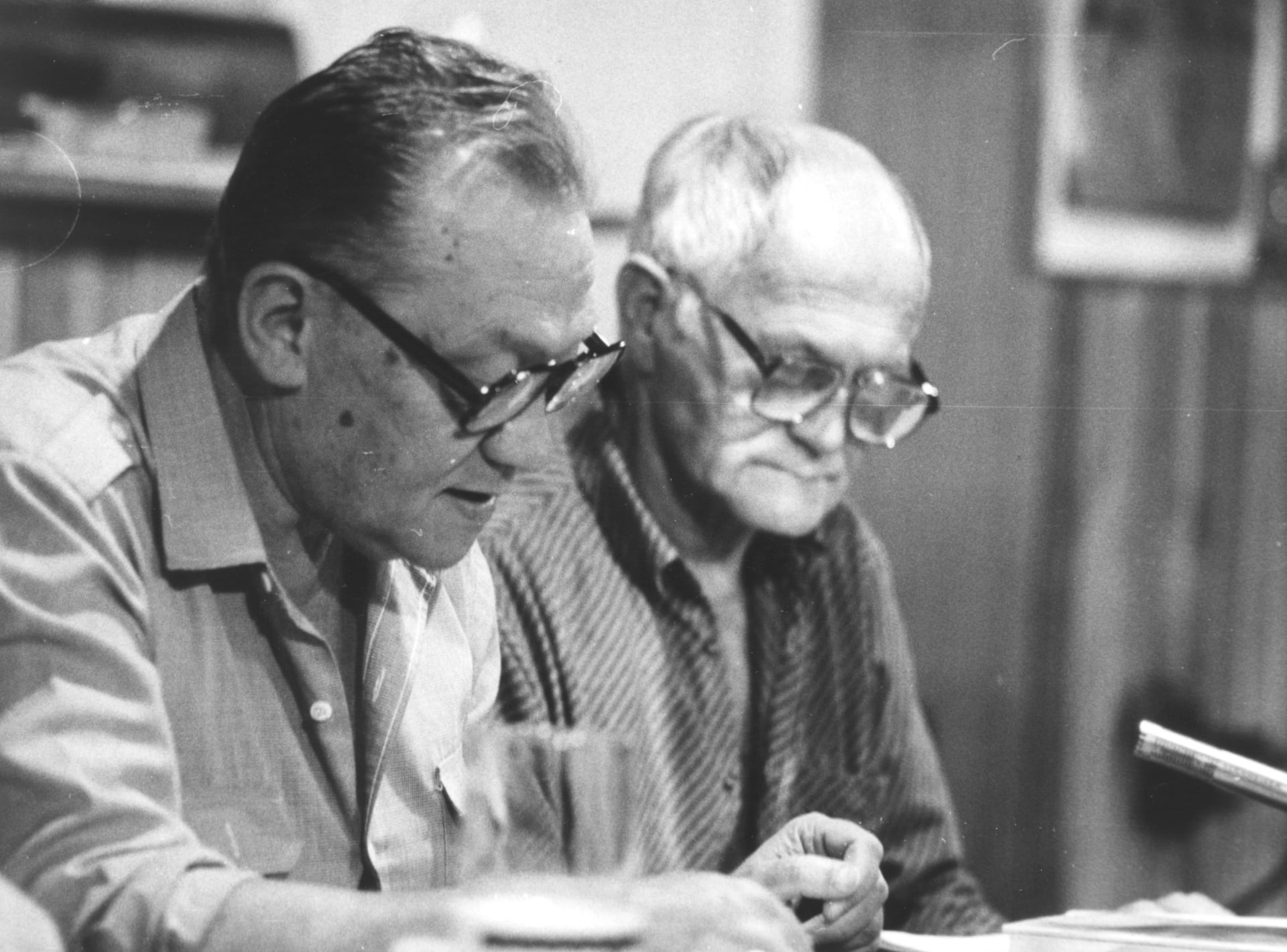 Rudolf Hrušínský se spisovatelem Bohumilem Hrabalem v roce 1986