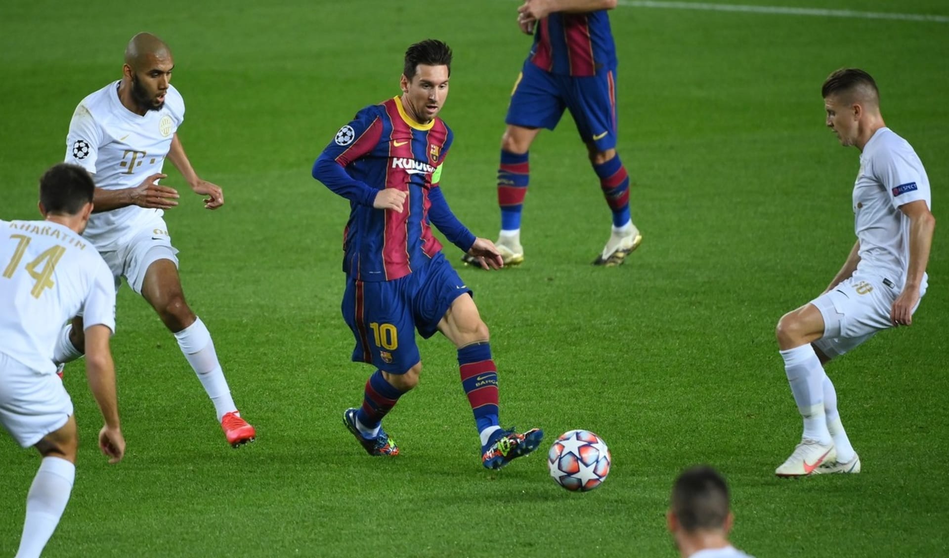 Lionel Messi v zápase Ligy mistrů.
