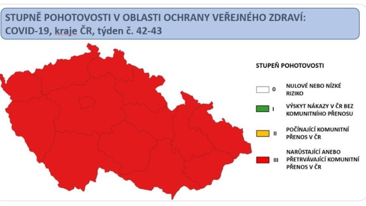 Šíření onemocnění COVID-19 má ve všech krajích komunitní charakter (zdroj: mzcr.cz)