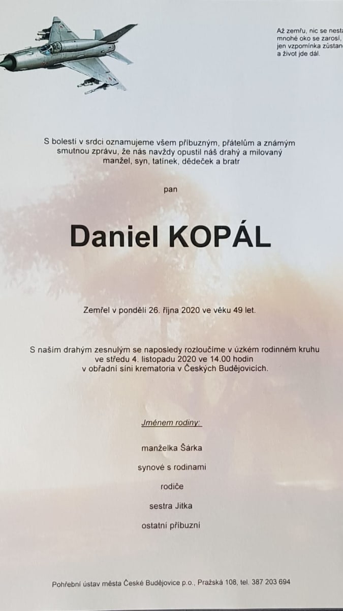 Rodina zveřejnila parte moderátora Daniela Kopála. 