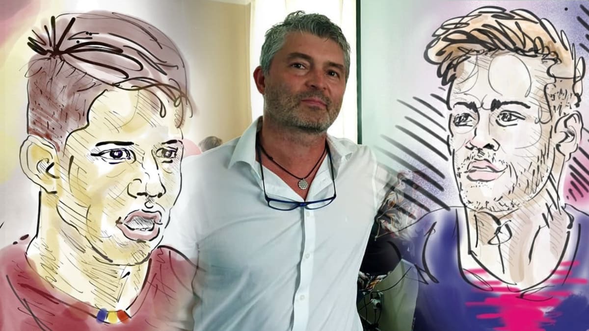 Fotbalový expert Pavel Karoch se zvláště v poslední době věnuje také kresbě portrétů hráčů. Zvěčnil například Sparťana Adama Hložka (vlevo) nebo hvězdu PSG Neymara.
