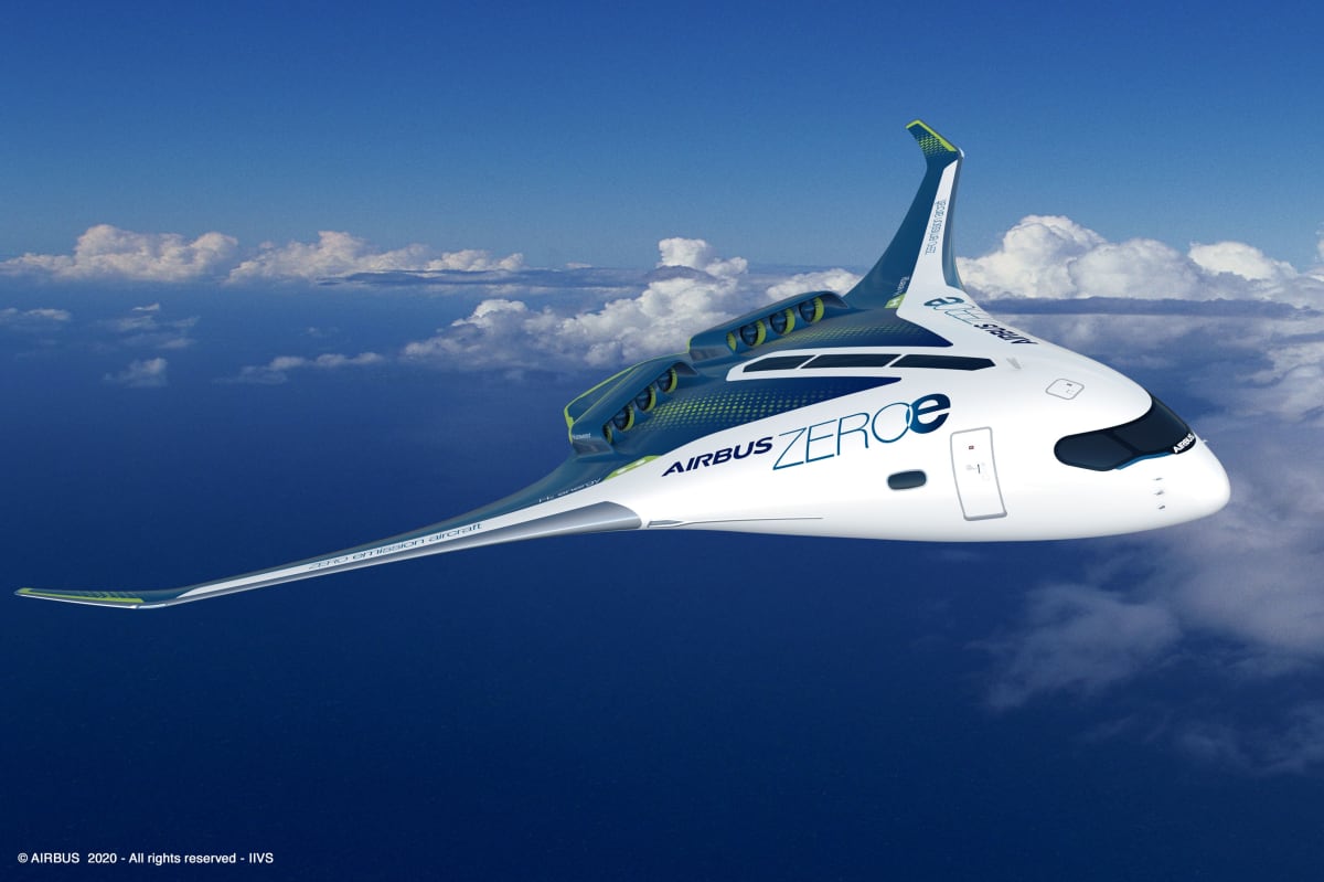Také Airbus už experimentuje s vodíkovým pohonem. Letoun Zero by mohl pojmout až 200 pasažérů.