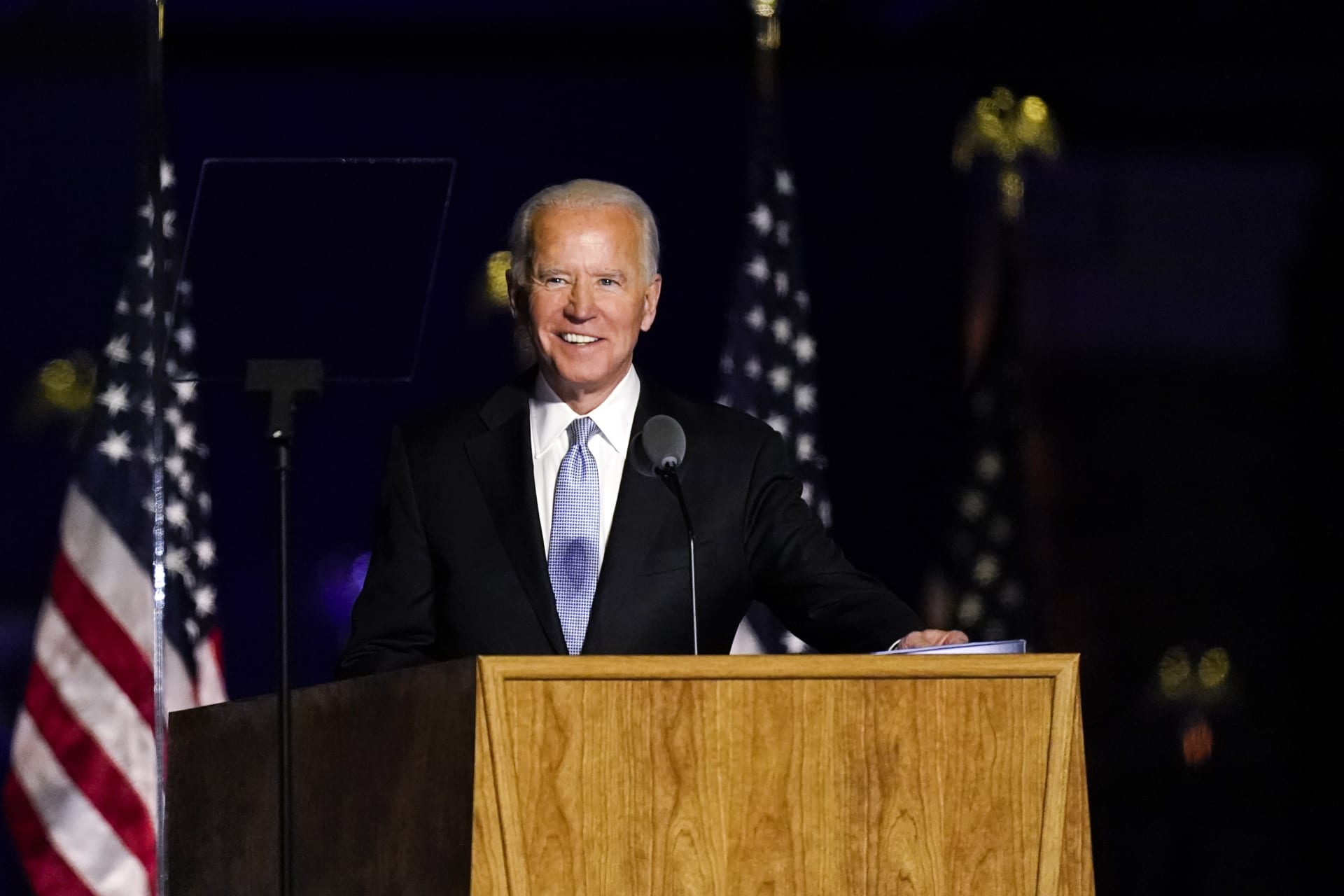 Joe Biden během svého prvního projevu po vítězství v amerických prezidentských volbách.