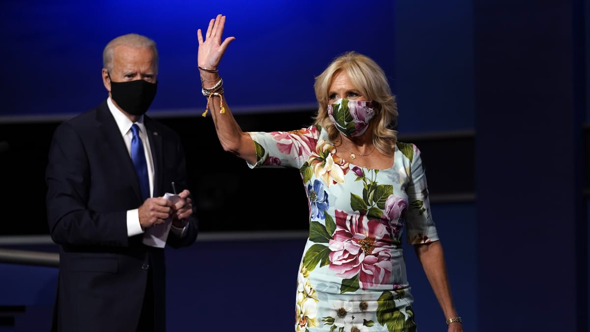 Jill a Joe Biden v předvolební debatě.
