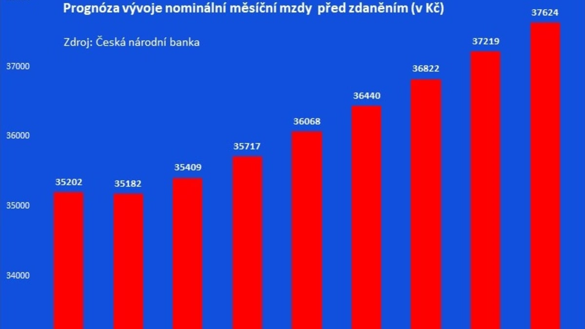 Podle České národní banky se průměrná mzda ke konci roku 2022 přiblíží k hranici 38 tisíc korun měsíčně hrubého.