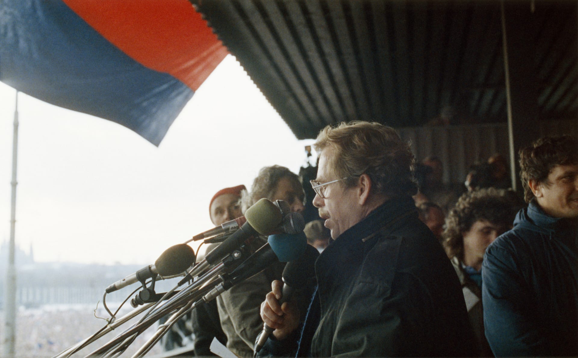 Václav Havel v roce 1989 na Letné