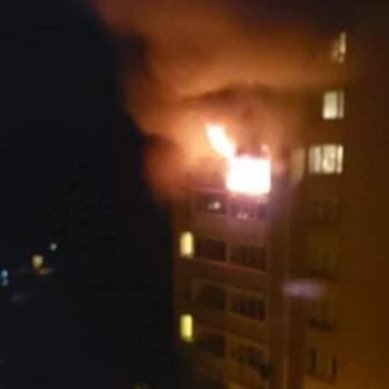 Požár domu v Košicích.