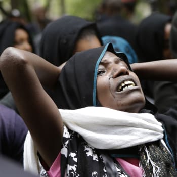 Etiopská žena při pohřbu premiéra Zenawiho