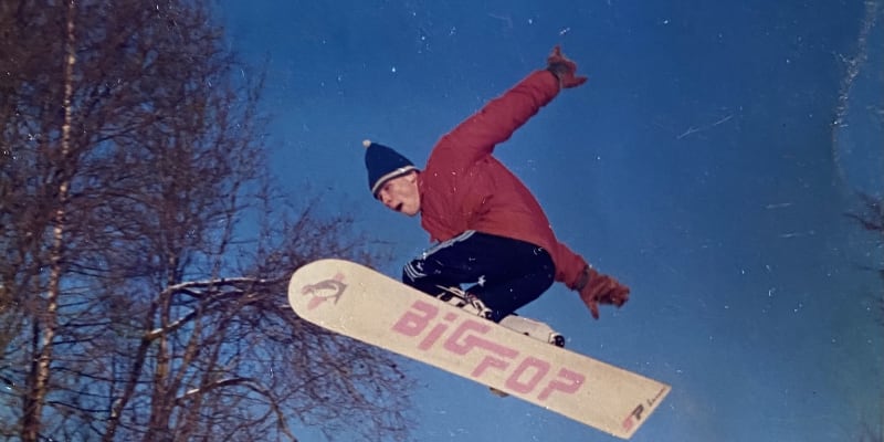 Josef Holub na snowboardu