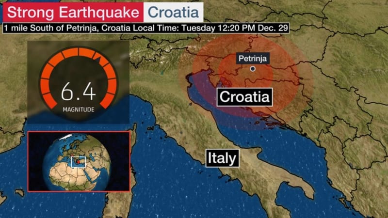 Chorvatsko v úterý zasáhlo další zemětřesení, tentokrát o síle 6,3 stupně.