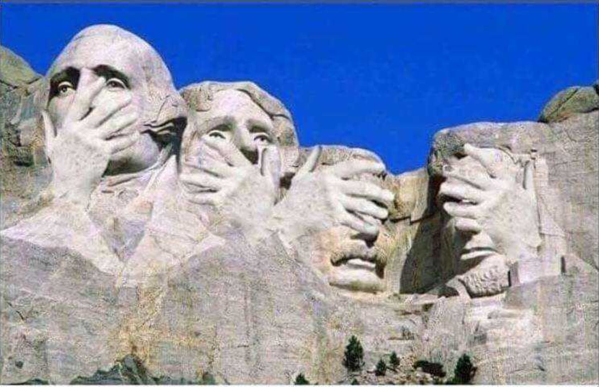 Nemůžeme se na to dívat. Čtveřice amerických prezidentů na Mount Rushmore.