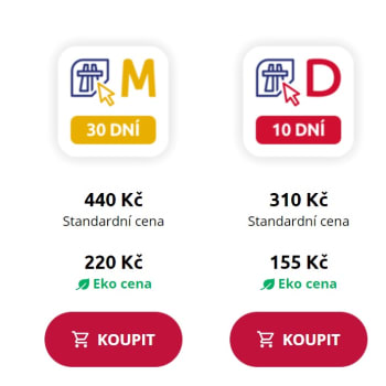 V e-shopu na dálniční známky si můžete vybrat ze tří variant.