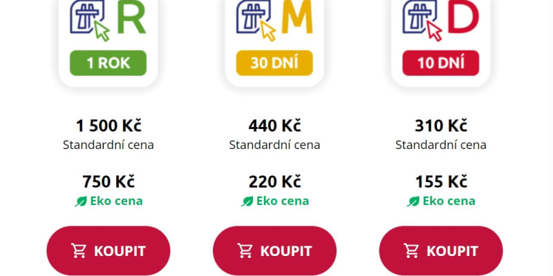 V e-shopu na dálniční známky si můžete vybrat ze tří variant.
